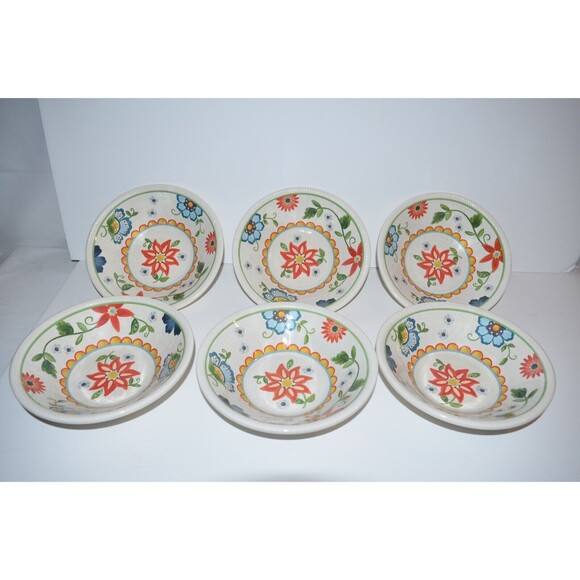 Cereal Bowls Threshold Melamine Floral Bright Colors 7"x 2" 6pc lot - Picture 6 of 7